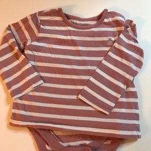 GAP BABY 18-24 MONTH ONE PIECE ONEIS PINK N CREAM STRIP PATTERN LONG SLEEVES TOP